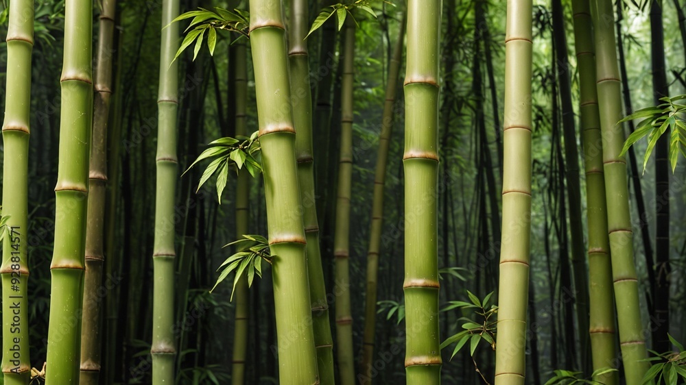 Close-up Bamboo Branch in Japanese Bamboo Forest Close-up Bamboo Branch in Japanese Bamboo Forest