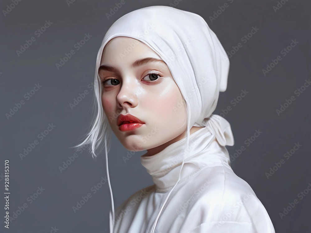 Skin whiting face and clean white shoulder and ban and lips oily great front face and move, ai generated. Skin whiting face and clean white shoulder and ban and lips oily great front face and move, ai generated.