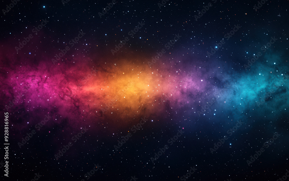 Fototapeta premium Vivid cosmic galaxy with colorful nebulas and countless stars, showcasing the mesmerizing beauty of the universe in a stunning celestial landscape.