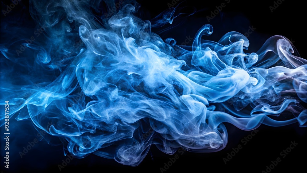 Obraz premium Swirling indigo smoke with a mysterious allure enhances magical themes, magical, swirl, indigo, smoke, mysterious