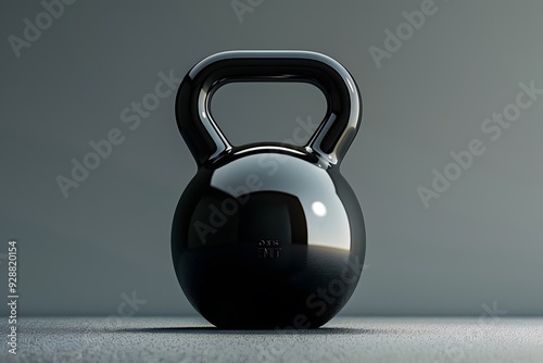 Sleek Black Kettlebell on a Minimalist Surface