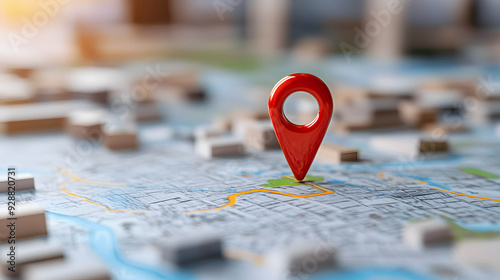 Illustration of a pin icon indicating a prime commercial real estate location, generating returns from investing in real estate, renting and speculating and selling assets