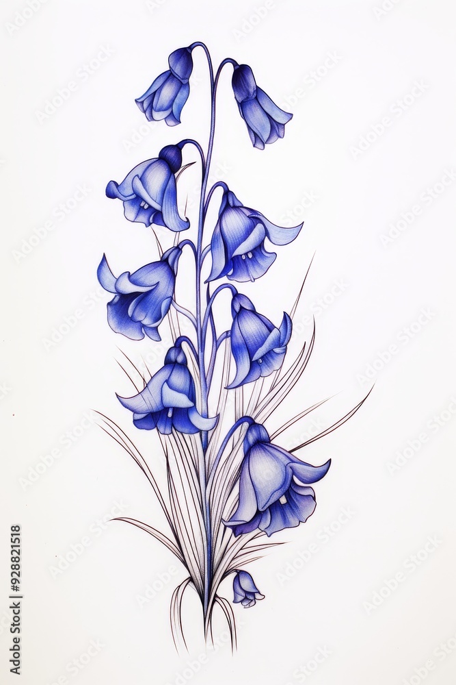 Bluebell Tattoo Design with Black Outline Bluebell Tattoo Design with Black Outline