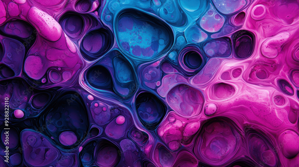 Vibrant abstract liquid art in pink, purple, and blue hues, showcasing organic shapes and fluid patterns in mesmerizing detail. Vibrant abstract liquid art in pink, purple, and blue hues, showcasing organic shapes and fluid patterns in mesmerizing detail.