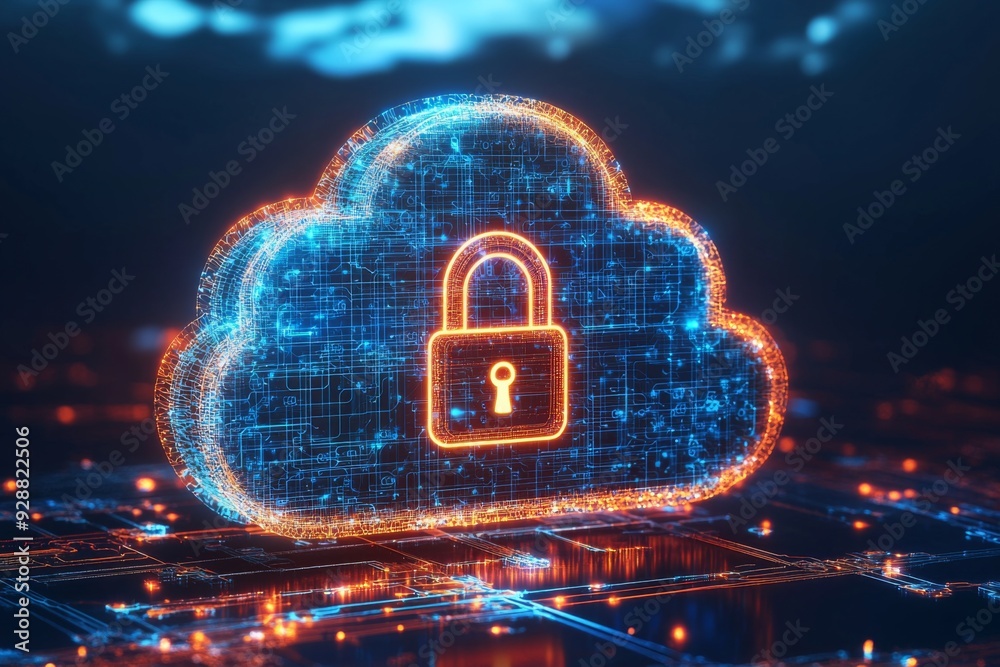 Fototapeta premium Illustration of Cloud Security Services Technology created with Generative AI