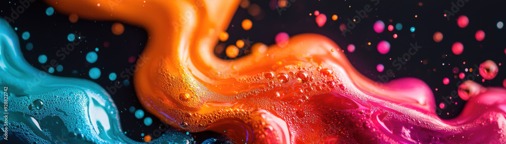 Vibrant abstract liquid paint art with swirling colors and bubbles, creating a dynamic and energetic visual effect. Vibrant abstract liquid paint art with swirling colors and bubbles, creating a dynamic and energetic visual effect.