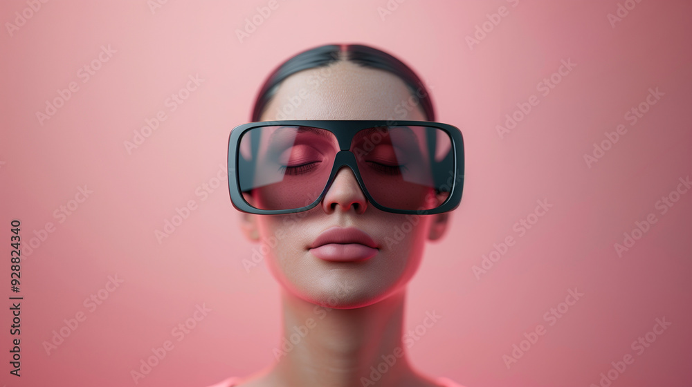 Oversized square sunglasses with dark lenses, modeled by a stylish woman in a minimalist setting, creating a bold and confident fashion look. Oversized square sunglasses with dark lenses, modeled by a stylish woman in a minimalist setting, creating a bold and confident fashion look.