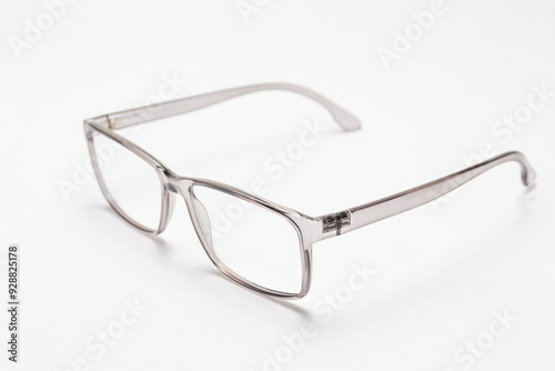 prescription glasses with transparent frames and white background