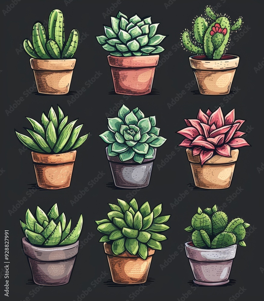 Succulent Illustrations: T-shirt and Merch Ready Succulent Illustrations: T-shirt and Merch Ready