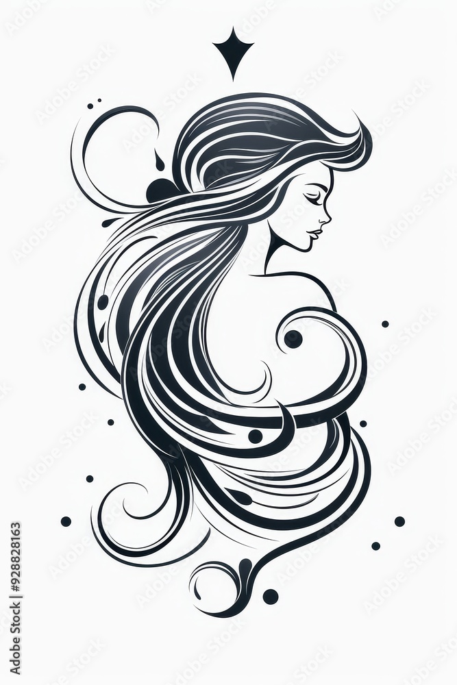 Virgo Tattoo with Bold Linework Virgo Tattoo with Bold Linework