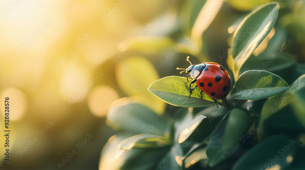 Obraz premium redbug on green leaf background