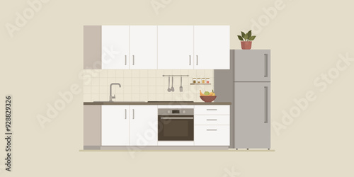 Modern kitchen interior with appliances