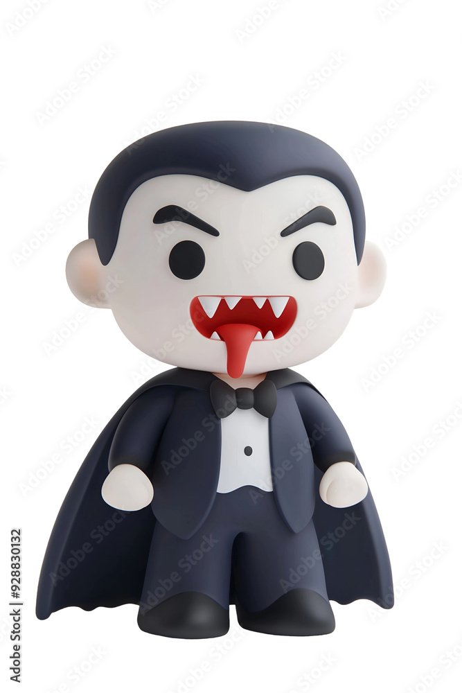 Fototapeta premium 3D Cartoon Vampire Character with Fangs and Cape in Halloween Theme