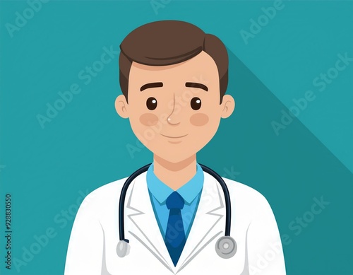 Cartoon Doctor with Stethoscope and White Coat