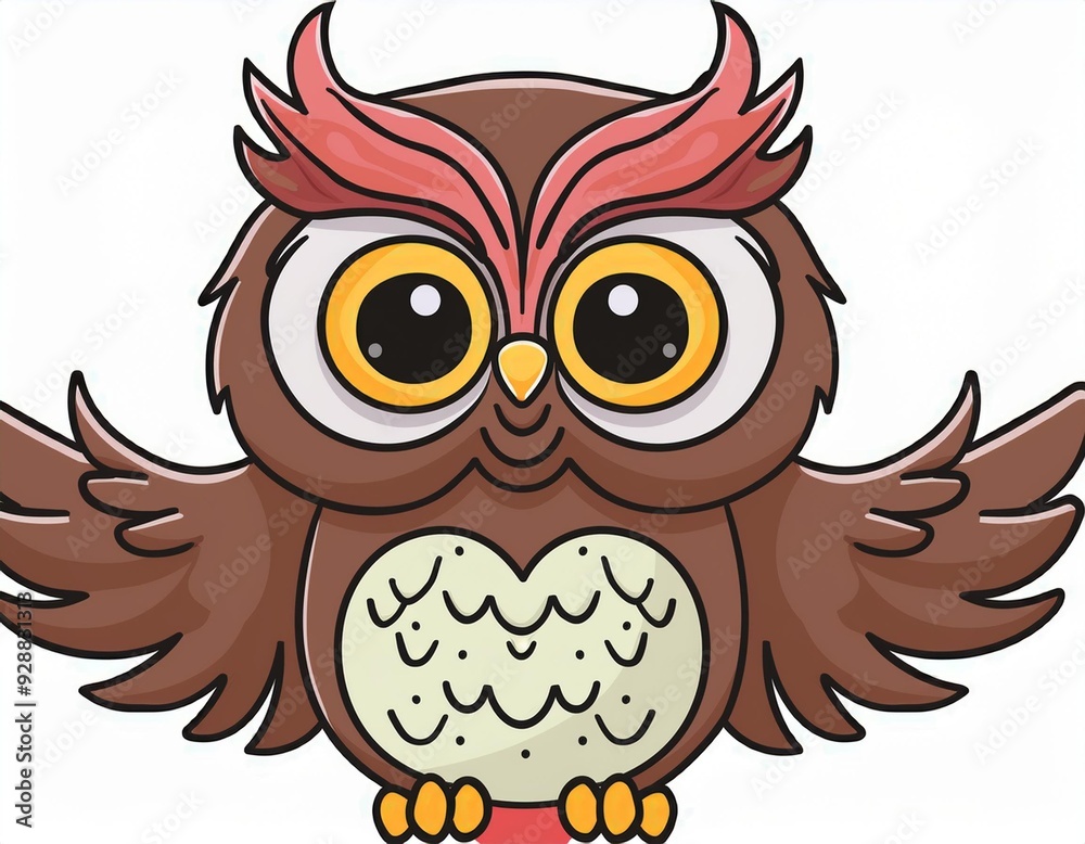 Fototapeta premium Cute Cartoon Owl Illustration