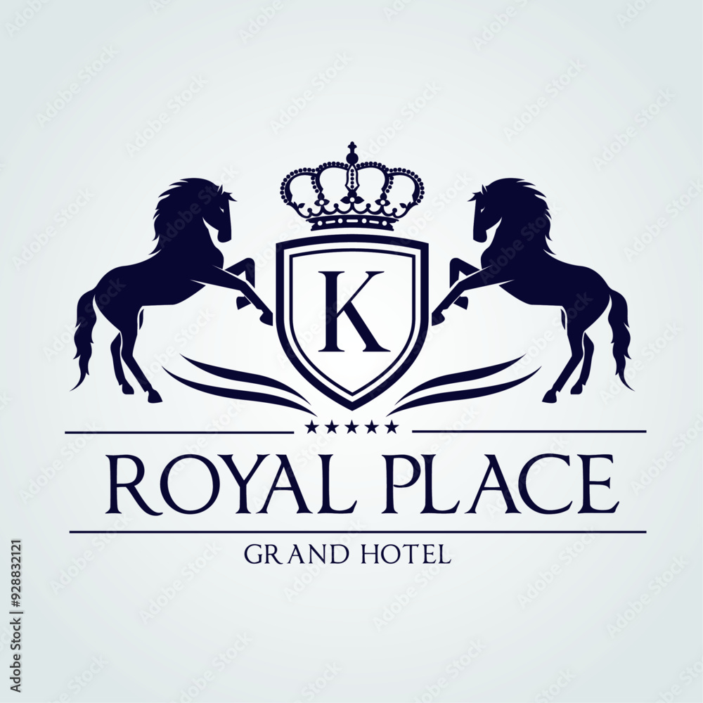 Obraz premium Horses Shield King Logo EPS Vector Design