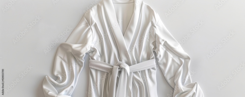 White satin robe on white background, 4K hyperrealistic photo White satin robe on white background, 4K hyperrealistic photo