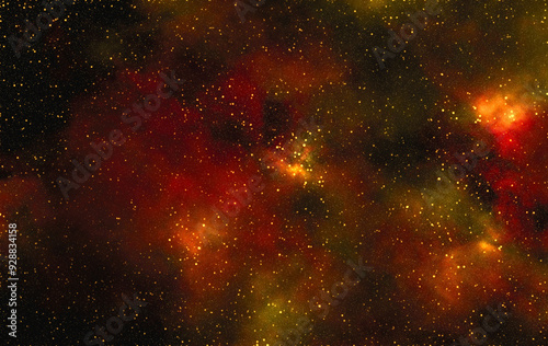 Space background with stardust and shining stars. Realistic cosmos and color nebula. Colorful galaxy. 3d illustration