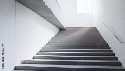 Minimalist Concrete Staircase in a White Room