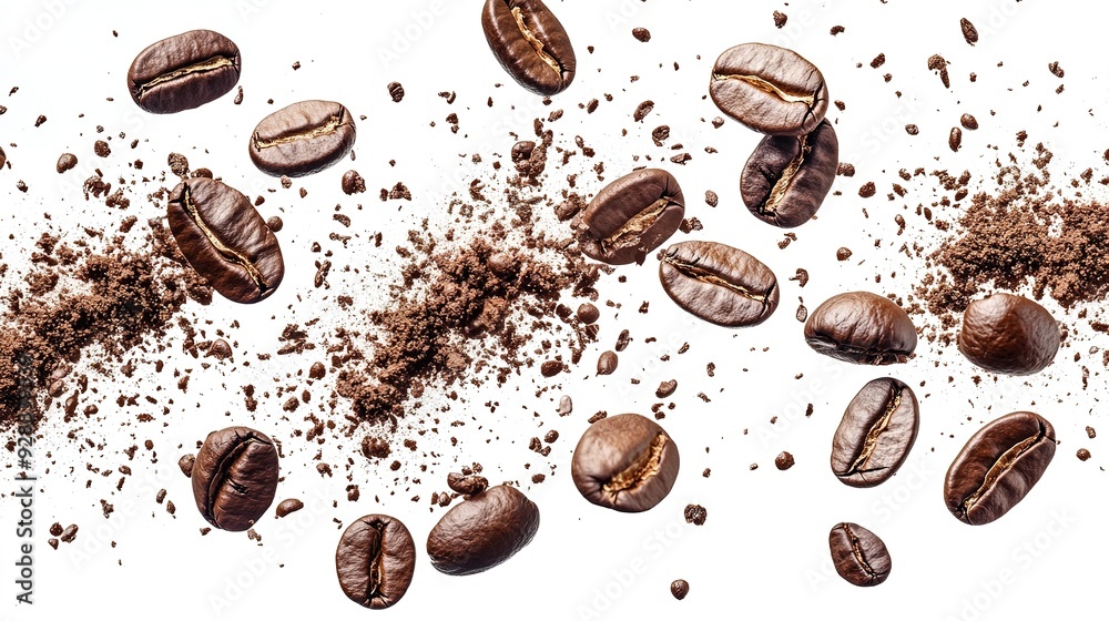 coffee bean flying in the air explosion splash isolated coffee bean flying in the air explosion splash isolated