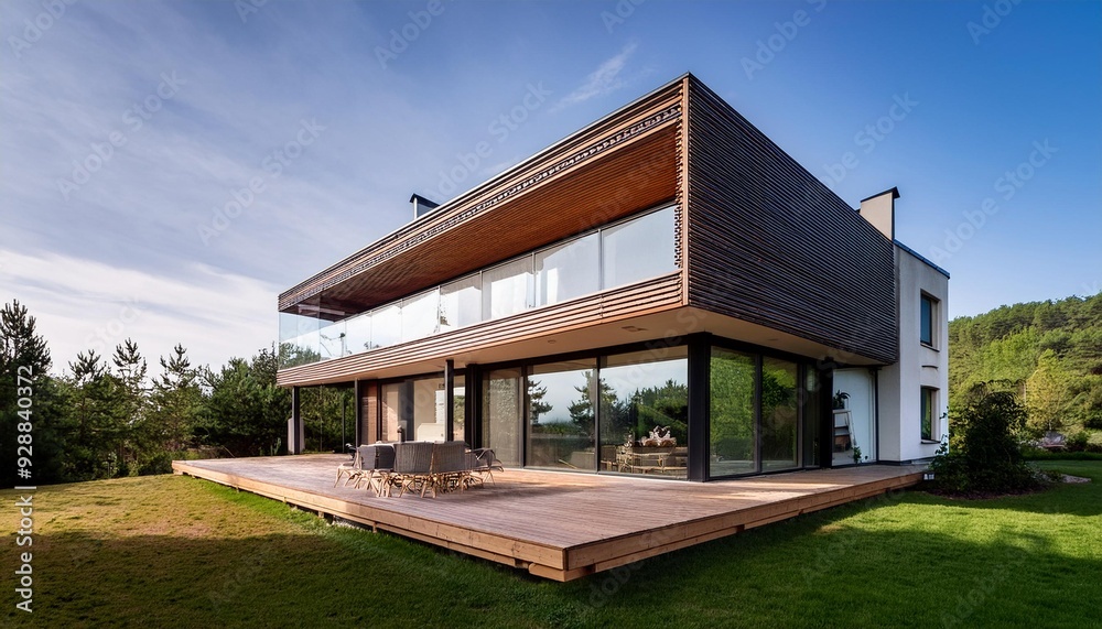 Modern Architecture House with Large Windows and Patio Modern Architecture House with Large Windows and Patio