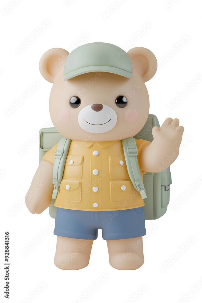 3D Adorable Bear Traveler Waving and Ready for Adventure 3D Adorable Bear Traveler Waving and Ready for Adventure
