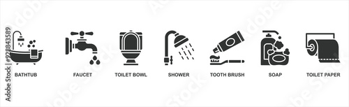 Bathroom banner web icon vector illustration concept with icon