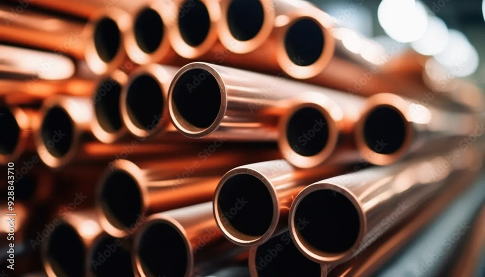 copper pipes close up, ai copper pipes close up, ai