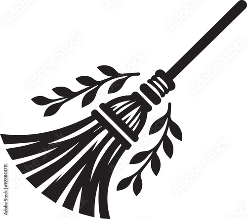 Broom vector silhouette illustration logo