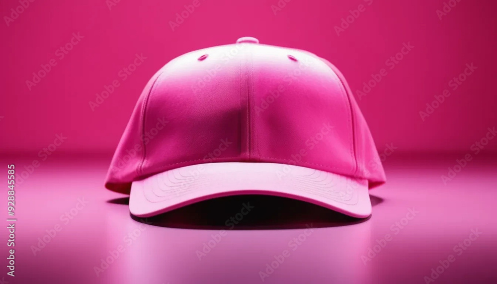 Fototapeta premium Pink baseball cap with space for logo, ai
