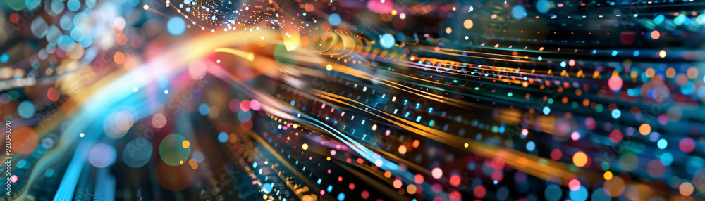 Fototapeta premium Smart cloud server with AI, futuristic big data stream 