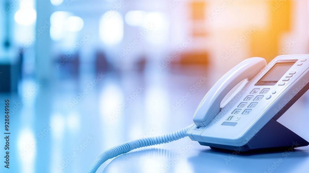 Modern Office Phone on a Desk Modern Office Phone on a Desk