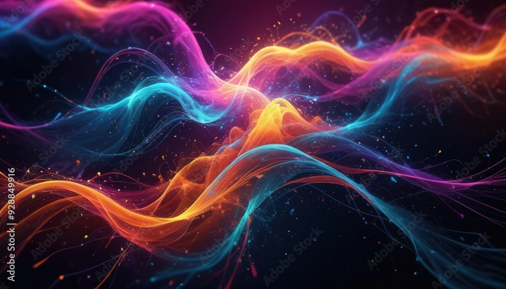 Colorful Abstract Digital Art with Glowing Particles Colorful Abstract Digital Art with Glowing Particles