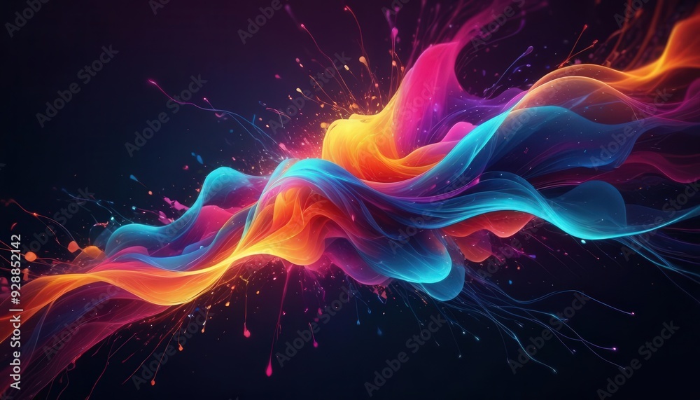 Fototapeta premium Colorful Abstract Digital Art with Glowing Particles