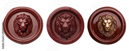 Wax seal embossed with a lion's head