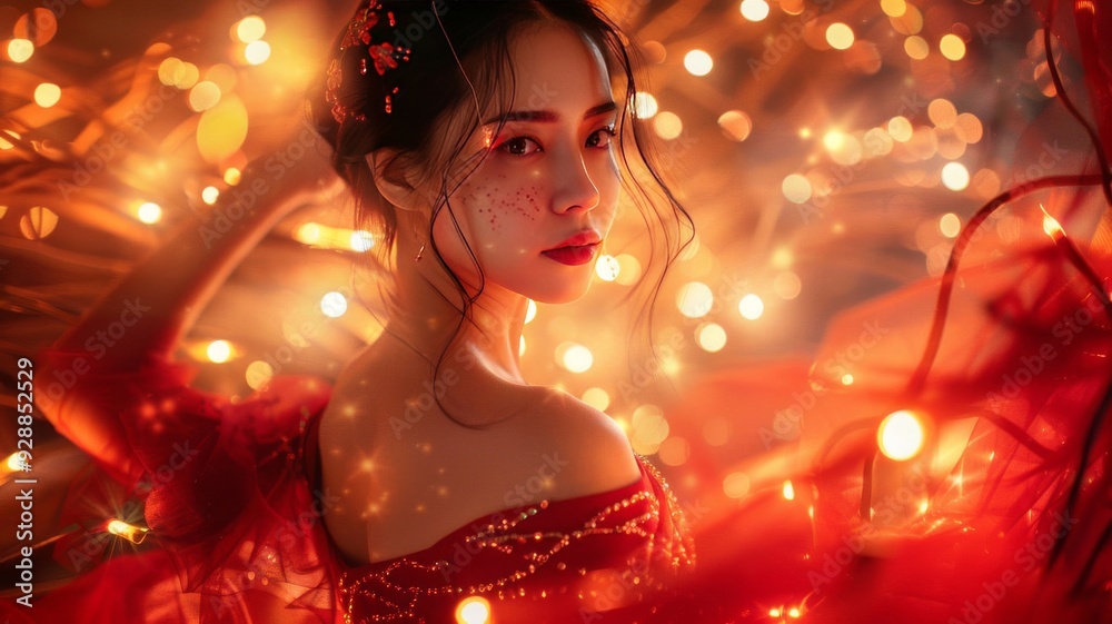 girl with christmas lights girl with christmas lights