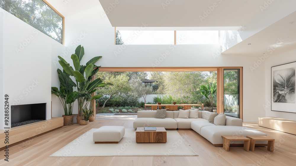Fototapeta premium modern living room with garden view