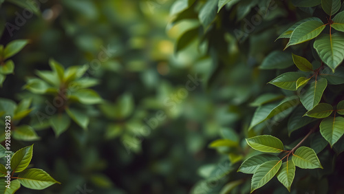 Close-up of Lush Green Leaves on a Branch