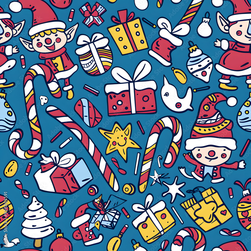 New Year and Christmas 2d cartoon or graphic advertising background, Seamless pattern New Year and Christmas 2d cartoon or graphic advertising background, Seamless pattern