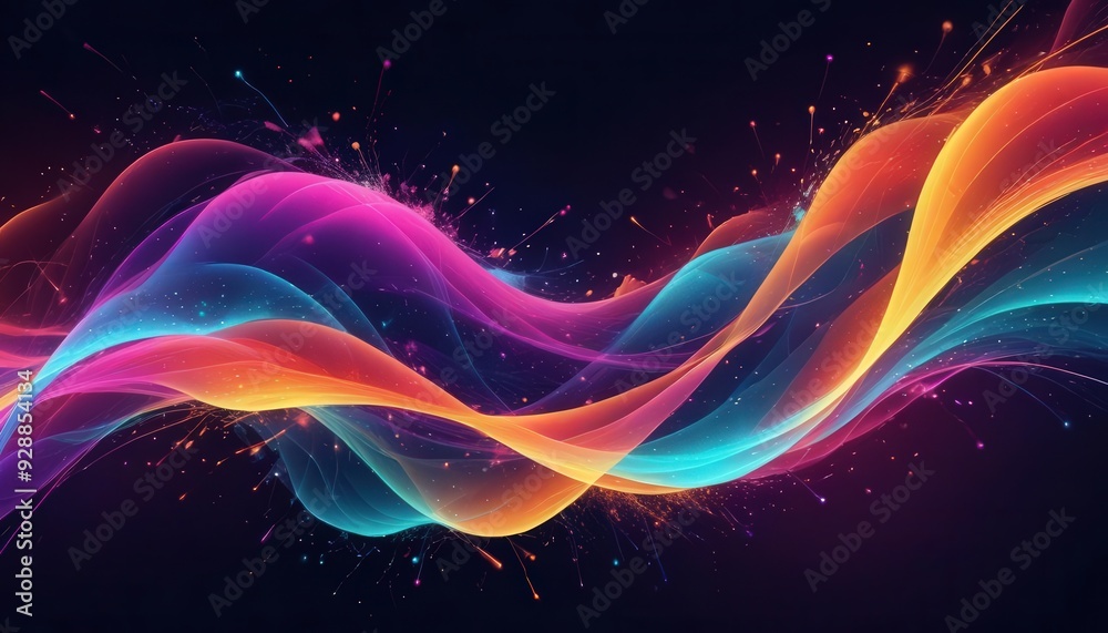 Obraz premium Colorful Abstract Digital Art with Glowing Particles