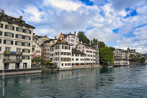 Lindenhof and Limmet river cityscape, old town Zurich, Switzerland