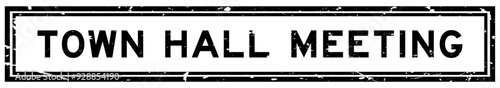 Grunge black town hall meeting word square rubber seal stamp on white bacckground