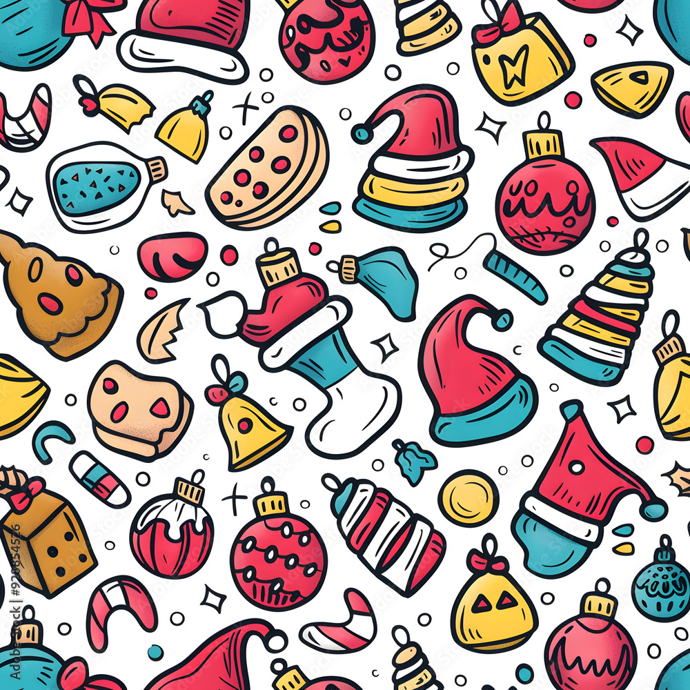 New Year and Christmas 2d cartoon or graphic advertising background, Seamless pattern New Year and Christmas 2d cartoon or graphic advertising background, Seamless pattern