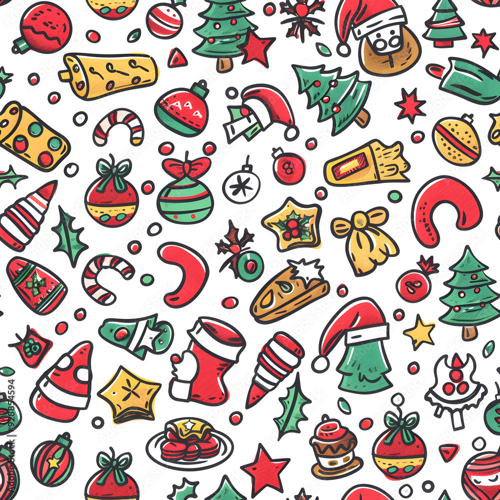 New Year and Christmas 2d cartoon or graphic advertising background, Seamless pattern New Year and Christmas 2d cartoon or graphic advertising background, Seamless pattern