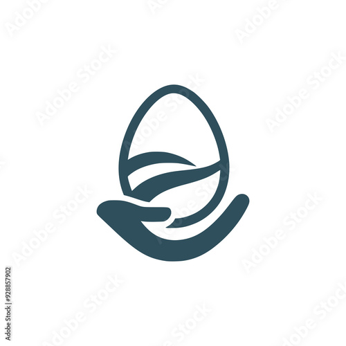 hand holding egg logo vector illustration template design