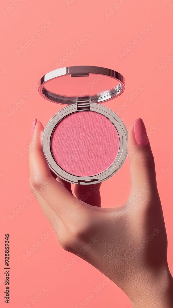 Stylish Compact Mirror with Pink Blush A Chic Beauty Accessory Stylish Compact Mirror with Pink Blush A Chic Beauty Accessory
