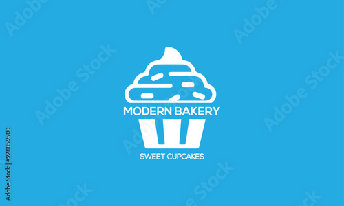 Modern Bakery Sweet Cupcakes Logo. Clean Minimalist cupcakes logo vector