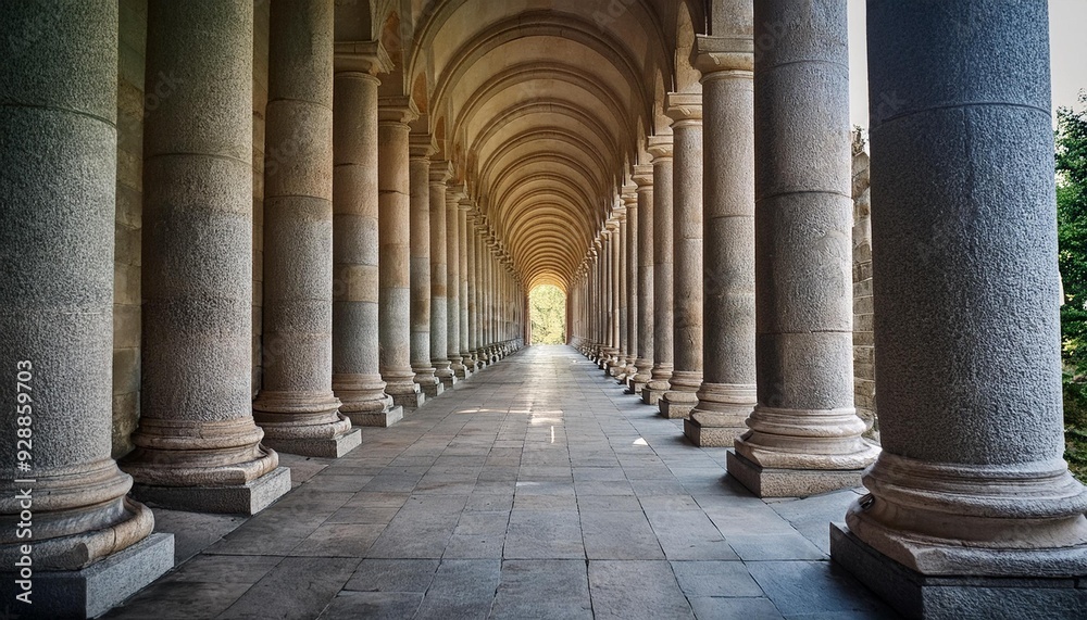 Stone Columns in a Long Hallway Stone Columns in a Long Hallway