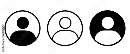 Profile Icon symbol, Black Outline User Icon, Account Profile, Avatar, Social Media Graphic elements, Member Pictogram, Application illustration, Vector stock in Minimal Style