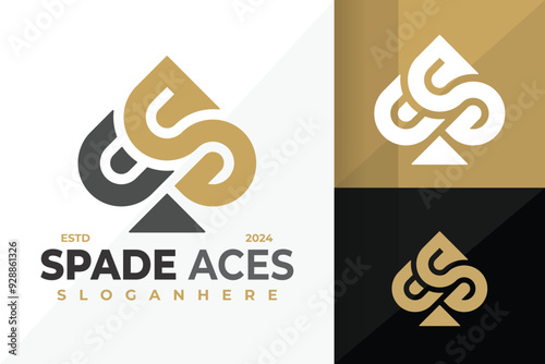 Letter S Spade Ace Logo design vector symbol icon illustration